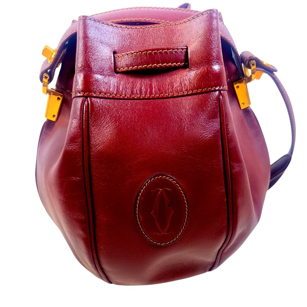 Vintage Cartier Must De Cartier Burgundy Leather Bucket Bag w/ COA & Dust Bag - Picture 2 of 13